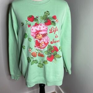 Strawberry Shortcake Sweatshirt, size Medium, lime green, EUC!